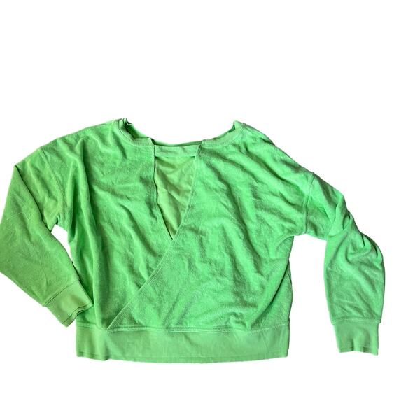 JoyLab Women's Bright Green Open Back Terry Cloth Sweatshirt - Size XS - NWT - Picture 5 of 8
